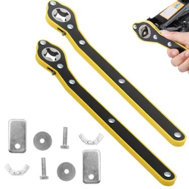 Imagem de Pacote com 2 chaves catraca para carro, chave catraca sem esforço, chave giratória de pneu e roda de 360°, alça de troca de pneu sem esforço, adaptador de tomada de tesoura de cabo longo para