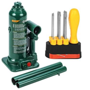 Imagem de Kit Macaco Hidráulico 2 Ton ST97801ASC SATA + Jogo Chave Fenda/Philips