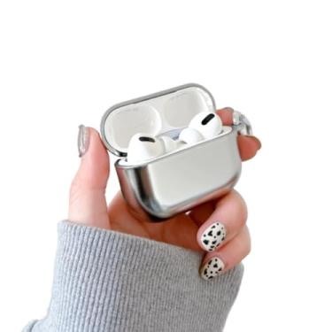Imagem de Capa de fone de ouvido para AirPods Pro 3 (2025), capa de silicone TPU macio, cor sólida, prata AirPods Pro 3, capa protetora para fones de ouvido + mosquetão, superfície fosca