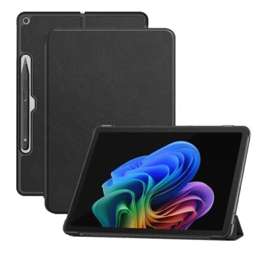Imagem de Capa para tablet Microsoft Surface Pro de 12 polegadas, capa KONXISA com suporte de três dobras, couro PU premium e capa de adsorção magnética, resistente a arranhões e à prova de choque, preta