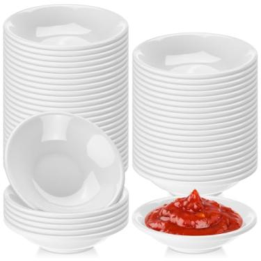 Imagem de Mimorou 100 tigelas brancas para molho de soja, granel, 34 g, tigelas de molho pequenas asiáticas para sushi, ketchup, vinagre, azeite de oliva, soja, especiarias, chips de churrasco e tigela de