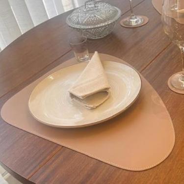 Imagem de Jogo Americano 6 Peças Sousplat de Mesa Sintético Dupla Face para Decoração da Mesa (CAPUCCINO/PRETO,JOGO COM 10 PEÇAS)