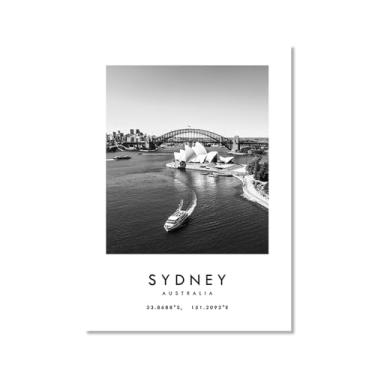 Imagem de Pôster de cidade preto e branco - impressão de viagem Roma Las Vegas Veneza Paris Sydney Amsterdã Amalfi Sanfrancisco Pintura em tela impressões de paisagem da cidade do mundo imagens de parede pôster