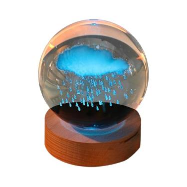 Imagem de Fafeicy Luz de Bola de Cristal 3D, Lâmpada de Bola de Cristal Gradiente Colorida Com Base de Madeira para Decoração de Quarto e Mesa (#2)