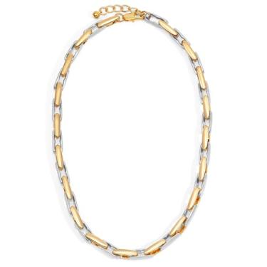 Imagem de Lushboom Colares femininos banhados a ouro 14 K, corrente grossa, joia gargantilha, Standard, Zinco, Sem Pedra Preciosa