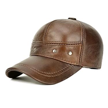 Imagem de Boné de beisebol, boné plano de couro ajustável unissex com abas de orelha, chapéu de táxi de inverno masculino de inverno (E-tamanho único