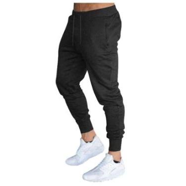 Imagem de CALÇA MOLETOM MASCULINA PLUS SIZE JOGGER SLIM FIT BÁSICA LISA M9P-BRANCO-G4-Masculino