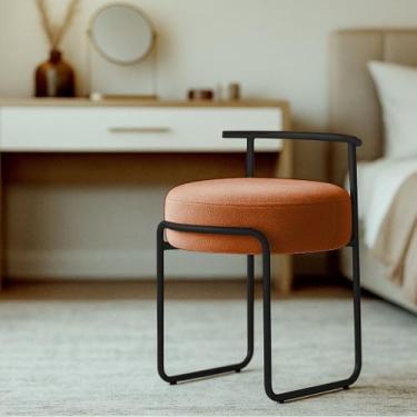 Imagem de Puff Sala Redondo Evans Base Metal Preto Tecido Boucle Cores - Casore,