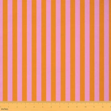 Imagem de Tecido de estofamento infantil rosa laranja para cadeiras 1 jarda tecido abstrato por jarda para meninos meninas adolescentes listras para projetos de bricolage em casa, decoração interna e externa