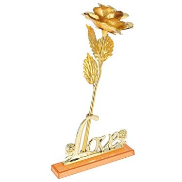 Imagem de Zerodis Flor de Folha de Ouro Rosa Feita à Mão, Presente Colecionável Decorativo para o Dia Dos Namorados, Dia das Mães, Natal, Planta Artificial de Decoração de Casa (Ouro)