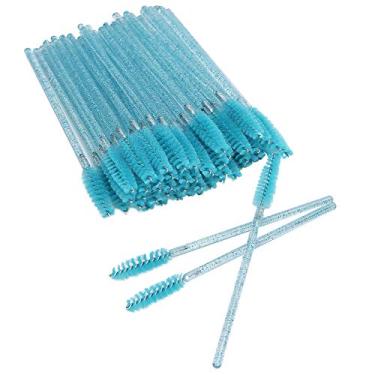 Imagem de Ymiko Pincéis Cosméticos de Nylon 50 Peças, para Rímel, Cílios e Sobrancelhas, Descartáveis ​​e Fáceis de Usar, Ferramentas de Maquiagem (Azul claro)