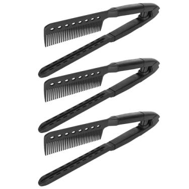Imagem de Luqeeg Pente de Alisamento de Cabelo Em Formato de V Pente Portátil para Modelar Cabelos Cacheados e Lisos, Resistente Ao Calor para Lindos Penteados Em Casa ou Em Trânsito