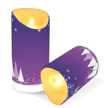 Imagem de ATTX Pacote com 2 velas brancas para árvores de Natal – 7,6 cm x 9,9 cm de LED com controle remoto e temporizador para casa, casamento, decoração de acampamento #506