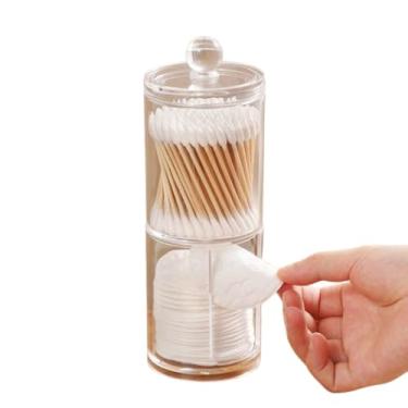 Imagem de Porta Algodão E Cotonete Organizador De Maquiagem - Plástico Tipo Acrílico Transparente Com Tampa