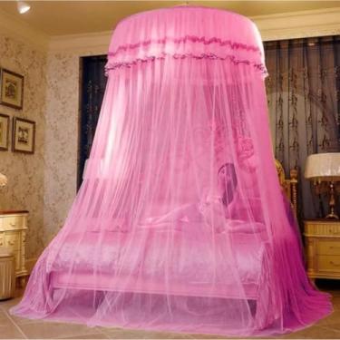 Imagem de Mosquiteiro Gigante para Cama Casal/Queen/King com Elástico, Renda, Proteção Total Contra Mosquitos(ROSA)