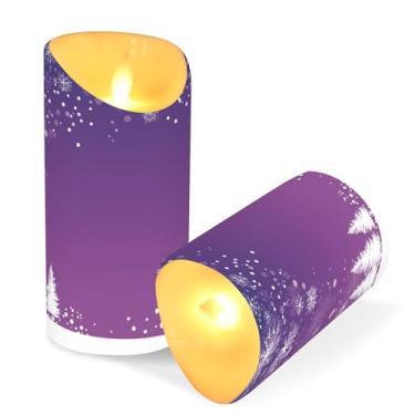 Imagem de ATTX Pacote com 2 velas brancas para árvores de Natal – 7,6 cm x 9,9 cm de LED com controle remoto e temporizador para casa, casamento, decoração de acampamento #503