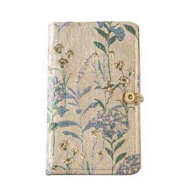 Imagem de WREWING A6 fichário bordado de flores, caderno de encadernação com botão amarrado com corda, fichário recarregável com 6 anéis, papel de 180 páginas, fichários de agenda pessoal para uso diário e