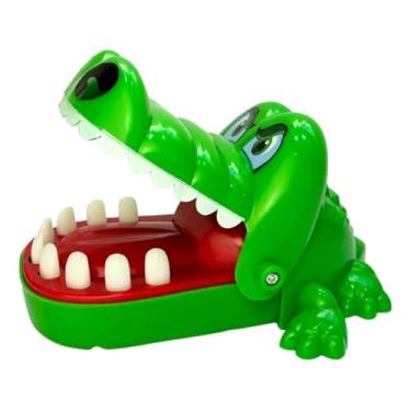 Imagem de Jogo Crocodilo Morde Dedo Brinquedo Clássico Infantil Plástico Verde com Dentes Brancos