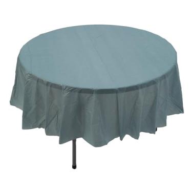 Imagem de Toalha de mesa de plástico descartável azul ardósia de 208 cm