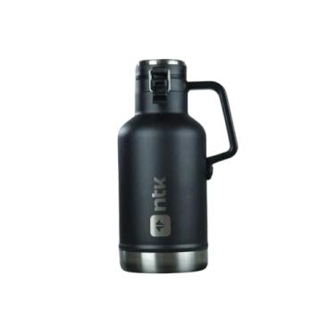 Imagem de Garrafa Térmica 1,9 Litros, Aço Inoxidável 304/201, Parede Dupla com Isolamento a Vácuo, Preta, 29,2 x 12,5 cm, Mantém Quente 8h e Frio 24h