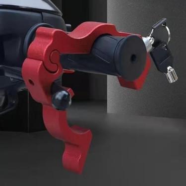 Imagem de Generic Trava de Alumínio Antirroubo para Motocicleta, Trava para Motocicleta, Ciclomotor Atv, à Prova D'água, Resistente Ao Calor, Fácil de Transportar para Entusiastas de (Vermelho)
