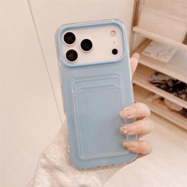 Imagem de SFDSUH Capa carteira com porta-cartões para iPhone 16 Pro Max, em TPU macio e resistente a impactos (Para iPhone 16 Pro Max/AZUL CLARO)