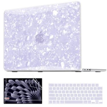 Imagem de AKIT Capa compatível com MacBook Air 2.5 cm 2025 2024 2023 M4 M3 M2 Glitter Perolado Lustre Capa rígida resistente para modelo A3240 A3113 A2681 Mac Air 13,6 polegadas inclui teclado e capa de tela