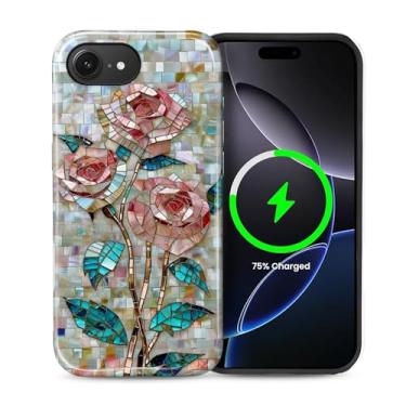 Imagem de ZHEGAILIAN Capa 2 em 1 para iPhone 16e de 6,1 polegadas, compatível com MagSafe à prova de choque antiderrapante com capa de proteção total, design estampado moderno texturizado brilhante para meninas