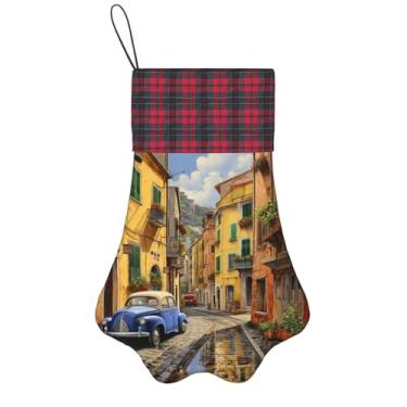 Imagem de Impressão de rua italiana meias de Natal animais de estimação decoração de natal cães gatos árvore decoração doce presente conveniente