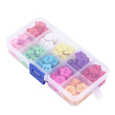 Imagem de Generic 200 Peças Botões de Costura de Flores de Resina Feitos à Mão à Prova D'água Com Cores Mistas para Artesanato Em Caixa de Armazenamento