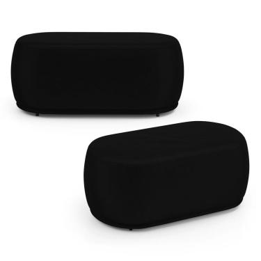 Imagem de Kit 02 Puffs Decorativos Orgânicos Molly 02 Lugares Couríssimo Preto - Desk Design Cor Preto