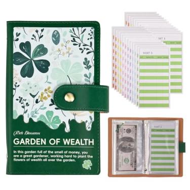 Imagem de A6 Organizador de carteira de dinheiro para economia de dinheiro, sistema de envelope de enchimento de dinheiro, fichários planejadores com 20 folhas (verde floresta, A6)