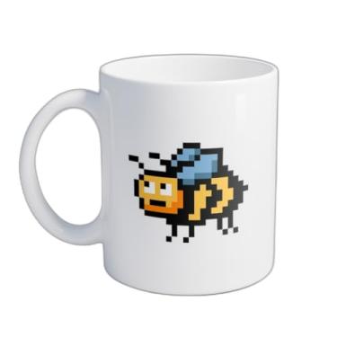 Imagem de Caneca Xícara de Café Porcelana 300ml Desenho Abelha Fofa Estilo Pixel