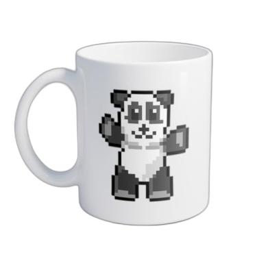 Imagem de Caneca Xícara de Café Porcelana 300ml Bebê Panda Estilo Pixel Art