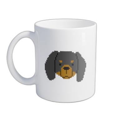 Imagem de Caneca Xícara de Café Porcelana 300ml Com Desenho Cabeça de Dachshund Pixel