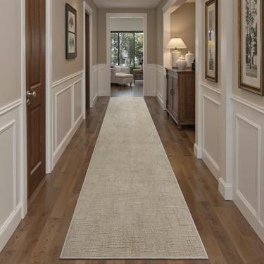 Imagem de Art&Tuft Tapete de corredor 5 x 25 cm – Tapete de corredor lavável, tapete antiderrapante para corredor, alto e baixo, listrado, texturizado 5 x 25 cm, tapete para entrada, quarto, sala de estar