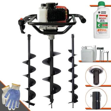 Imagem de Trado Motorizado À Gasolina Vant VPS-52 52cc 2HP 6.500rpm Perfurador de Alta Performance + Brocas 80x10, 80x15 e 80x20 + ÓLEO STIHL 8017 2T