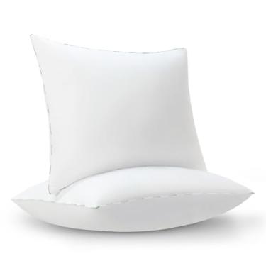 Imagem de Almofadas de almofada (pacote com 2, 50 x 66 cm, branco) - Hipoalergênico 100% fibra virgem almofada lombar forma microfibra almofadas para cama e sofá | Travesseiro decorativo interno