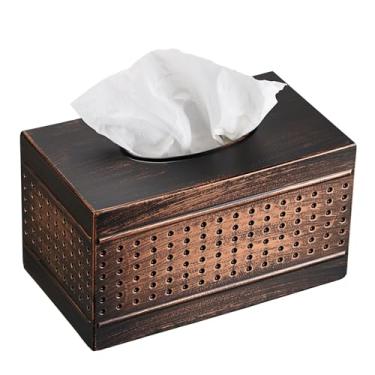 Imagem de Kokone Capa de caixa de lenços de papel higiênico retangular de ferro galvanizado resistente com acabamento de tinta assada para casa, escritório elegante suporte de lenços para penteadeira, mesa