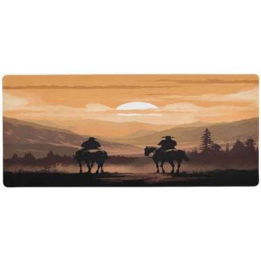 Imagem de Wassud Setting Sun(2) Mouse pad para jogos com base de borracha antiderrapante, mouse pad longo para teclado de computador com borda costurada, almofada grande à prova d'água para escritório, casa, 80