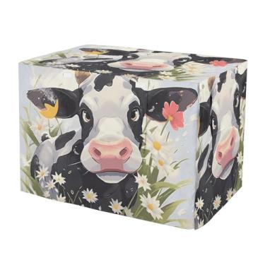 Imagem de Capas de caixa de cachorro fofas de vaca e margarida, resistente à água, capa de caixa lavável para donos de animais de estimação pequena
