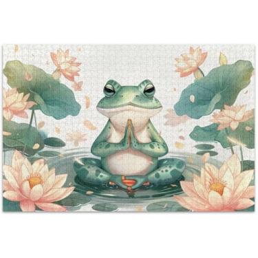 Imagem de Quebra-cabeças engraçados fofos com flores de sapo para adultos, 1000 peças, cenário, arte floral, quebra-cabeças engraçados, 75 x 40 cm