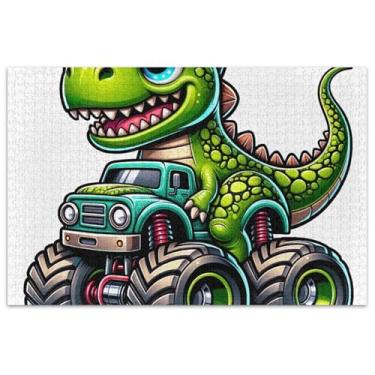 Imagem de Quebra-cabeça de desenho animado dinossauro caminhão monstro 500 peças adultos amigos família presentes jogo colorido arte colorida