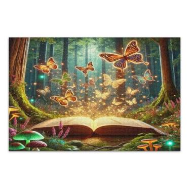 Imagem de Quebra-cabeça borboleta livro floresta para adultos com letras no verso 500 peças grandes quebra-cabeças para adultos