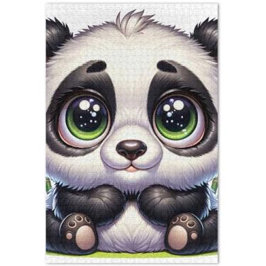 Imagem de Quebra-cabeça com estampa de urso panda fofo para adultos, 1000 peças, natureza, flor, pintura animal, quebra-cabeça grande, amigos, família, jogos, presentes, 75 x 40 cm
