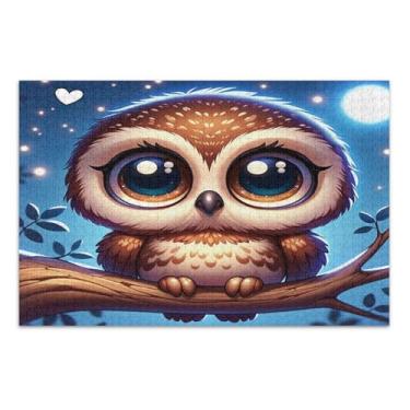 Imagem de Quebra-cabeça de coruja fofa de 500 peças, quebra-cabeças para adultos com letras nas costas