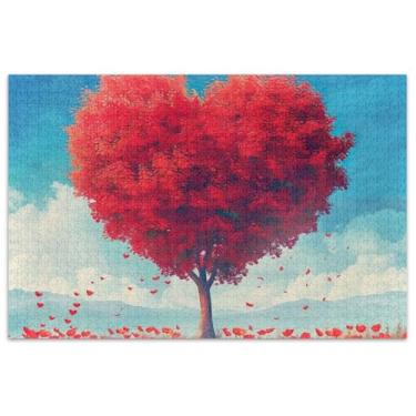 Imagem de Quebra-cabeça com flores de árvore em forma de coração para adultos, 500 peças, brinquedo, arte, arte, quebra-cabeça engraçado