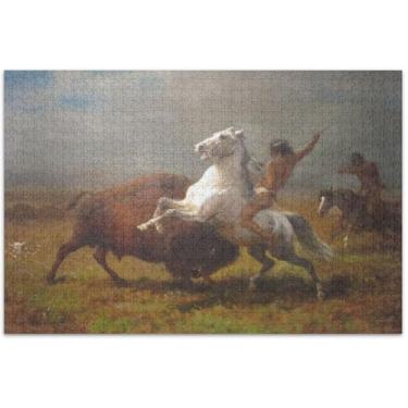 Imagem de Quebra-cabeça Albert Bierstadt Study Last Buffalo para adultos, 500 peças, decoração de arte de paisagem, quebra-cabeças exclusivos, presentes de elefante branco, 51 x 35 cm