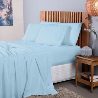 Imagem de Lençol Avulso King Size 400 Fios C/Elástico 100% Algodão (Azul)