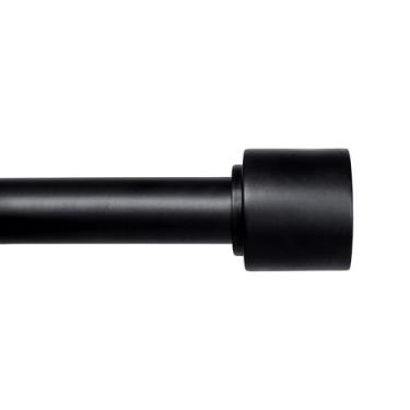 Imagem de Kenney - Varão de cortina, varão decorativo de parede de 2,5 cm com acabamentos quadrados e ferragens de montagem, ajustável e extensível de 40,6 cm a 365,8 cm, pacote com 1, preto